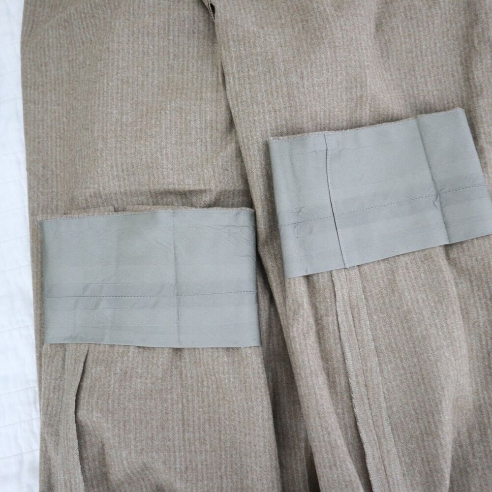 Piazza Sempione Audrey Wool Blend Capri Pant Camel Pinstripe Flat Front - Picture 11 of 12